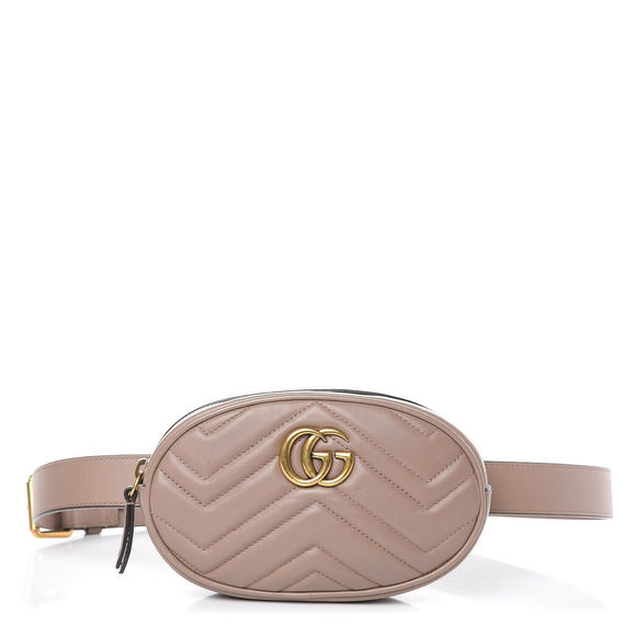 Gucci GG Marmont Belt Bag Matelasse Leather Gold Handbag Chevron Rose Bag New - Picture 1 of 15